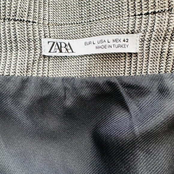 Men’s Jacket ZARA Grey Black Check Jacket Zip Up Collar Plaid Windbreaker Jacket - Picture 6 of 8